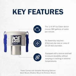 ICE EATER P250/25 Pond Deicer with 25 ft Power Cord, 0.25 HP, No Assembly Required