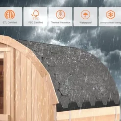 iDOTODO Outdoor Barrel Steam Sauna 2-Person Canadian Hemlock w/Harvia Heater Helmock