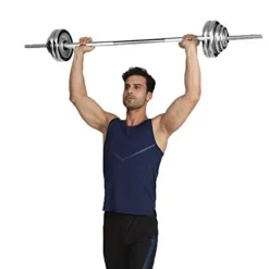 IFAST Barbell Weight Set 210 LBs Adjustable Chrome Cast Plates Squat Deadlift Home Gym – Men & Women