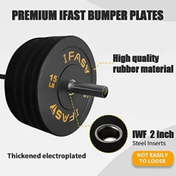IFAST Home Gym 170LB Olympic Weight Set with 7Ft Barbell Bar, Bumper Plates – 700lb Capacity