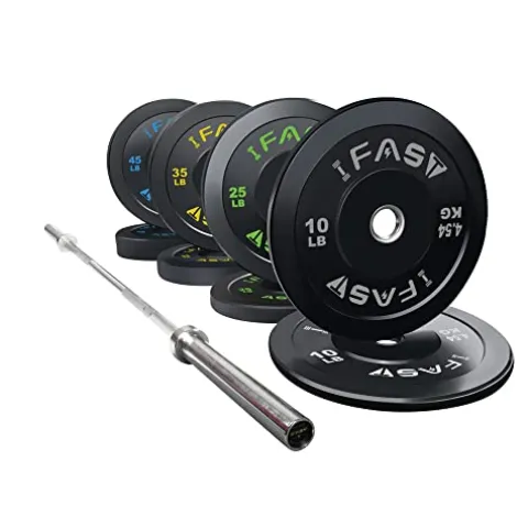 IFAST Home Gym 230LB Olympic Weight Set with 7Ft Barbell Bar