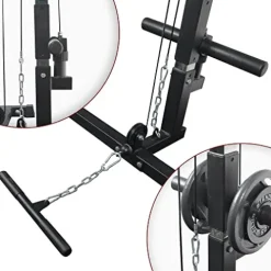IFAST Power Cage LAT Pull Down System Full Body Workout Equipment with 230lbs Weight Plates and 7FT Barbell
