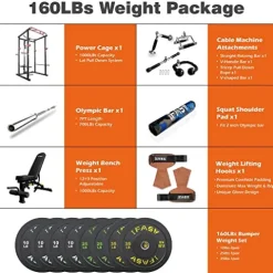 IFAST Power Cage with Lat Pulldown 1000 LBs Capacity Black