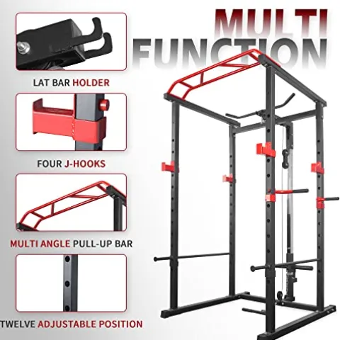 IFAST Power Cage with LAT Pull Down System & Weight Bench Barbell Olympic Weight Plates