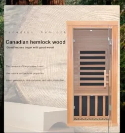 IKTG Infrared Sauna Room Low Magnetic Graphene Heating Canadian Hemlock Khaki
