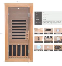 IKTG Infrared Sauna Room Low Magnetic Graphene Heating Canadian Hemlock Khaki