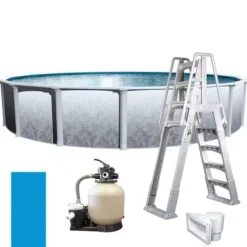 In The Swim 21′ Round Above Ground Pool Weekender Plus Package Multi-Colored