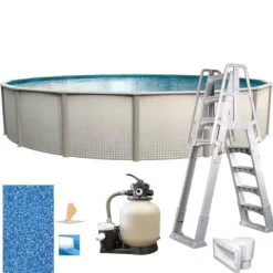In The Swim Above Ground Swimming Pool Freestyle Package Sand Filter Pump System A-Frame Ladder Multi-Colored