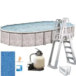 In The Swim Oval Above Ground Swimming Pool Marina Package Multi-Colored