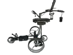 Insanity Golf Electric Golf Trolley Cart with Remote Control, Aluminum Frame, 24V 12Ah Lithium-Ion Battery – Black Cart, Silver Wheels