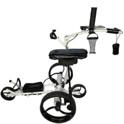 Insanity Golf Electric Golf Trolley with Remote Control, Aluminum Frame, Lithium-Ion Battery – White Cart & Black Wheels