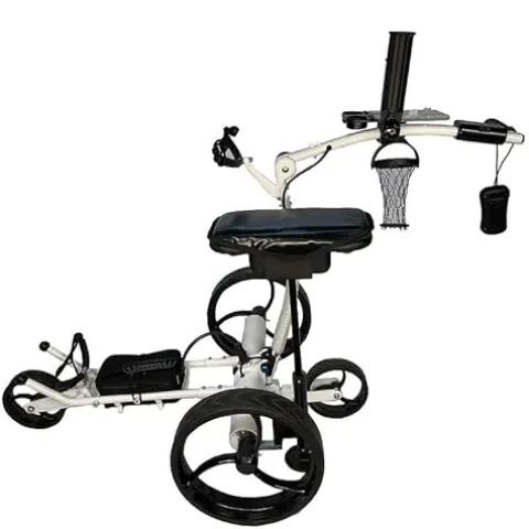 Insanity Golf Electric Golf Trolley with Remote Control, Aluminum Frame, Lithium-Ion Battery – White Cart & Black Wheels