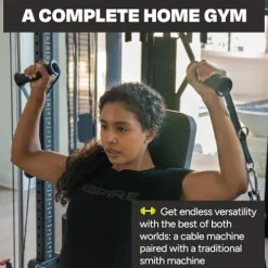 Inspire Fitness Home Gym Functional Trainer with Selectorized Smith Bar Black