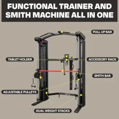 Inspire Fitness Home Gym Functional Trainer with Selectorized Smith Bar Black