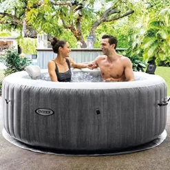Intex 28439EP PureSpa Plus Greywood Portable Inflatable Bubble Hot Tub Jet Spa Multicolor