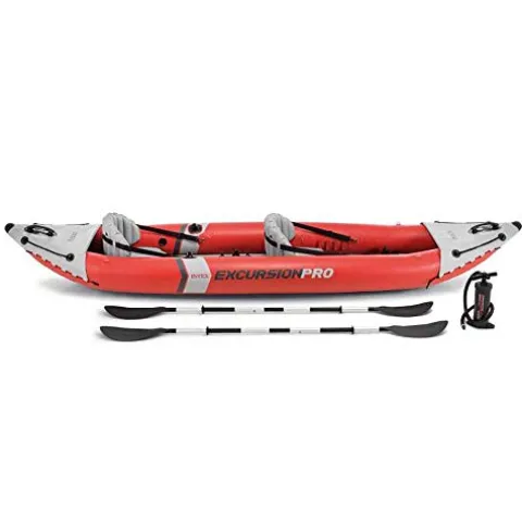 Intex Excursion Pro Inflatable 2 Person Kayak with Oars and Air Pump Red