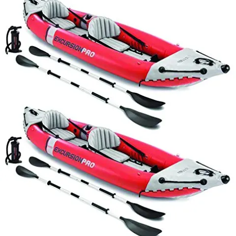 Intex Excursion Pro Inflatable 2 Person Kayak with Oars and Air Pump Red