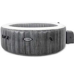 Intex Greywood Deluxe 4 Person Inflatable Hot Tub Spa Wood Grain Pattern