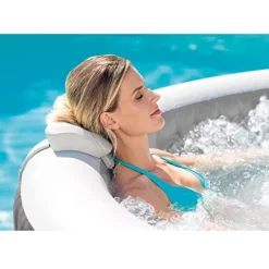 Intex Greywood Deluxe 4 Person Inflatable Hot Tub Spa Wood Grain Pattern