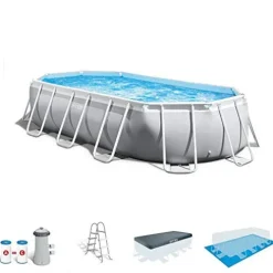 Intex Oval Prism Pool with Cleaning Kit and Skimmer