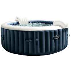 Intex Portable Inflatable Hot Tub Bubble Jet Spa with Tablet Mobile Phone Spa Tray Accessory, White Blue