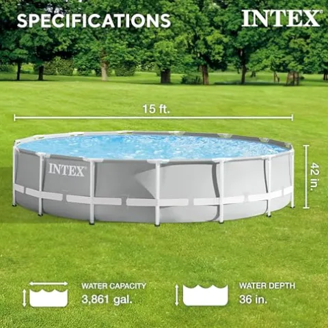 Intex Prism Frame Above Ground Pool Set with Accessories Blue