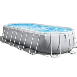Intex Prism Frame Oval Swimming Pool Set Gray
