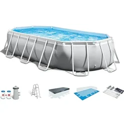 Intex Prism Frame Oval Swimming Pool Set Gray
