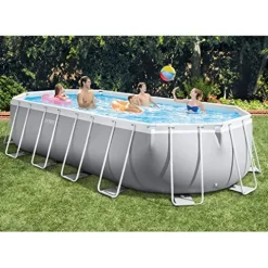 Intex Prism Frame Oval Swimming Pool Set Gray