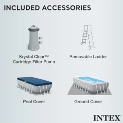Intex Prism Frame Rectangular Above Ground Swimming Pool Set Light Grey