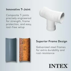 Intex Prism Frame Rectangular Above Ground Swimming Pool Set Light Grey