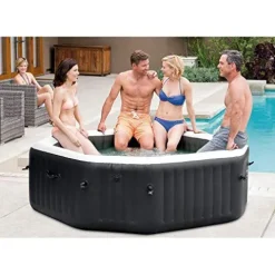 Intex PureSpa Jet and Bubble Deluxe Inflatable Hot Tub Set Black