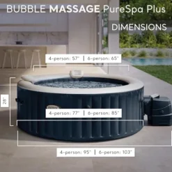 Intex PureSpa Plus 6 Person Inflatable Outdoor Hot Tub Spa Cobalt Blue