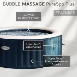 Intex PureSpa Plus 6 Person Inflatable Outdoor Hot Tub Spa Cobalt Blue