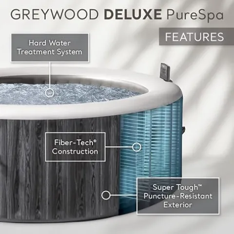 Intex PureSpa Plus 6 Person Inflatable Outdoor Hot Tub Spa Greywood