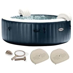 Intex PureSpa Plus 6 Person Inflatable Hot Tub Bubble Jet Spa Blue
