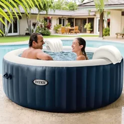 Intex PureSpa Plus 6 Person Portable Inflatable Hot Tub Blue