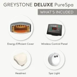 Intex PureSpa Plus Greystone Inflatable Hot Tub with Tray Attachments Gray