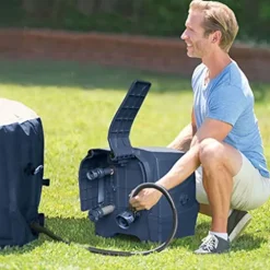 Intex PureSpa Plus Greystone Inflatable Hot Tub with Tray Attachments Gray