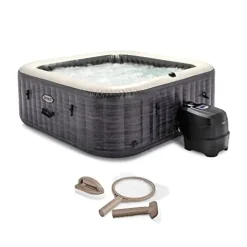 Intex PureSpa Plus Greystone Inflatable Outdoor Hot Tub Spa Gray
