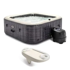 Intex PureSpa Plus Greystone Inflatable Square Outdoor Hot Tub Spa White