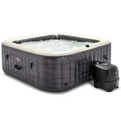 Intex PureSpa Plus Greystone Inflatable Square Outdoor Hot Tub Spa Gray