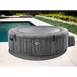 Intex PureSpa Plus Greywood Deluxe 6 Person Inflatable Hot Tub Gray with Seat Inserts