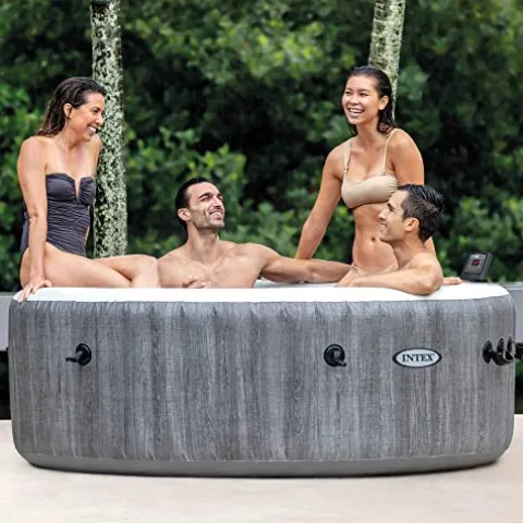 Intex PureSpa Plus Inflatable Hot Tub with Accessory Kit Gray
