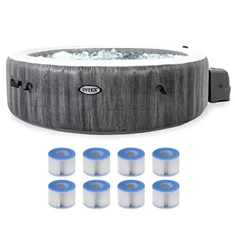 Intex PureSpa Plus Inflatable Bubble Jet Hot Tub Gray