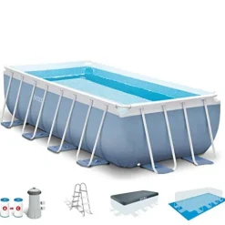 Intex Rectangular Prism Frame Pool Set 16ft x 8ft x 42in Multicolor