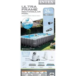 Intex Rectangular Ultra Frame Pool Set 24’x12’x52′ Gray