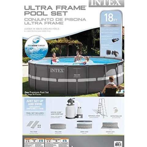 Intex Ultra Frame Pool Set with Sand Filter Pump, Ladder, Ground Cloth & Pool Cover