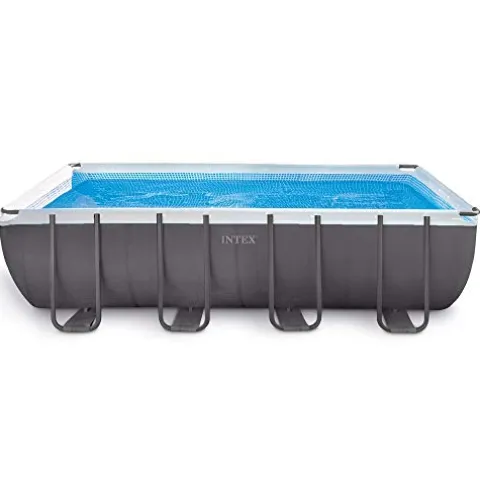 Intex Ultra Frame Rectangular Pool Set with Sand Filter Pump Gray