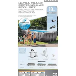 Intex Ultra Frame Rectangular Pool Set with Sand Filter Pump Gray